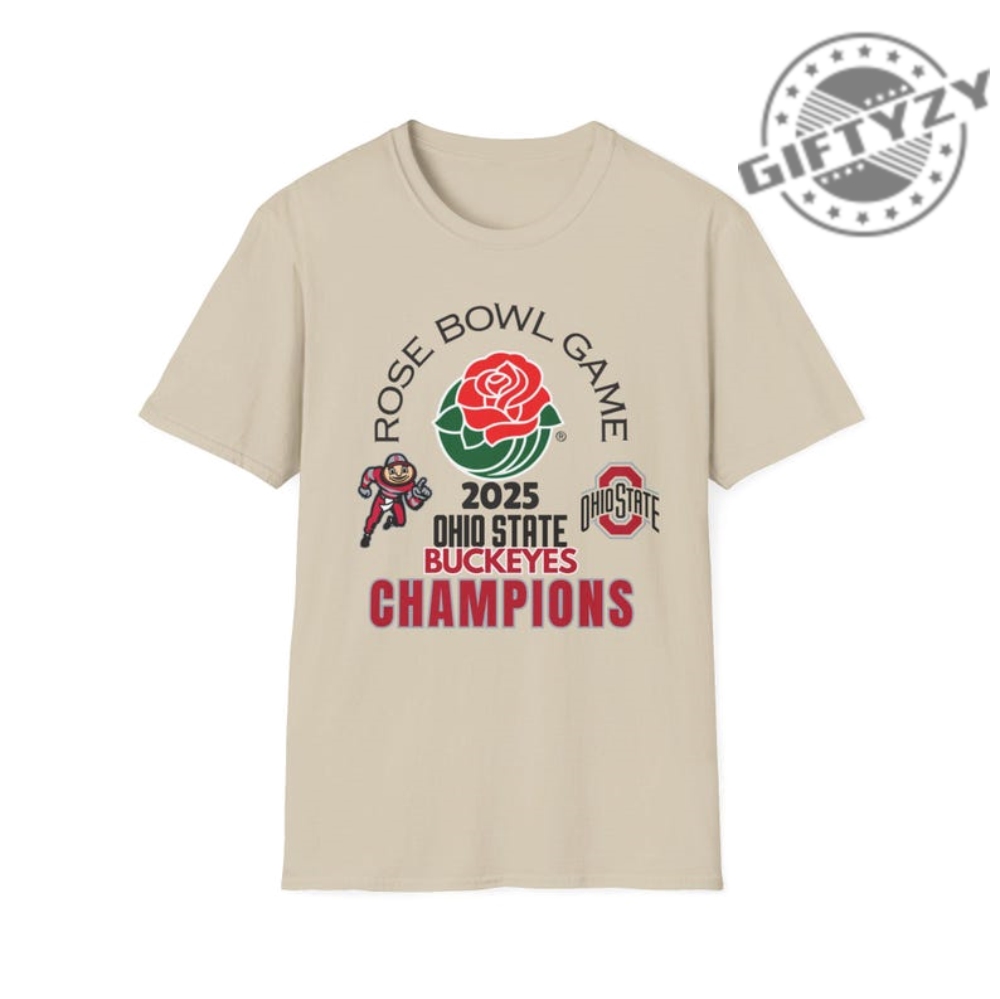 Ohio State University 2025 Rose Bowl Champions Shirt Osu Buckeyes Champs Hoodie College Football Souvenir Sweatshirt Cfb Game Day Merch Championship Tshirt