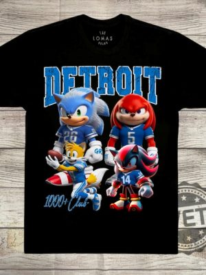 Detroit Lions Sonic Knuckles 1000 Tshirt Hoodie Sweatshirt Amon Ra St Brown Jahmyr Gibbs And David Montgomery Tee Gift Unique