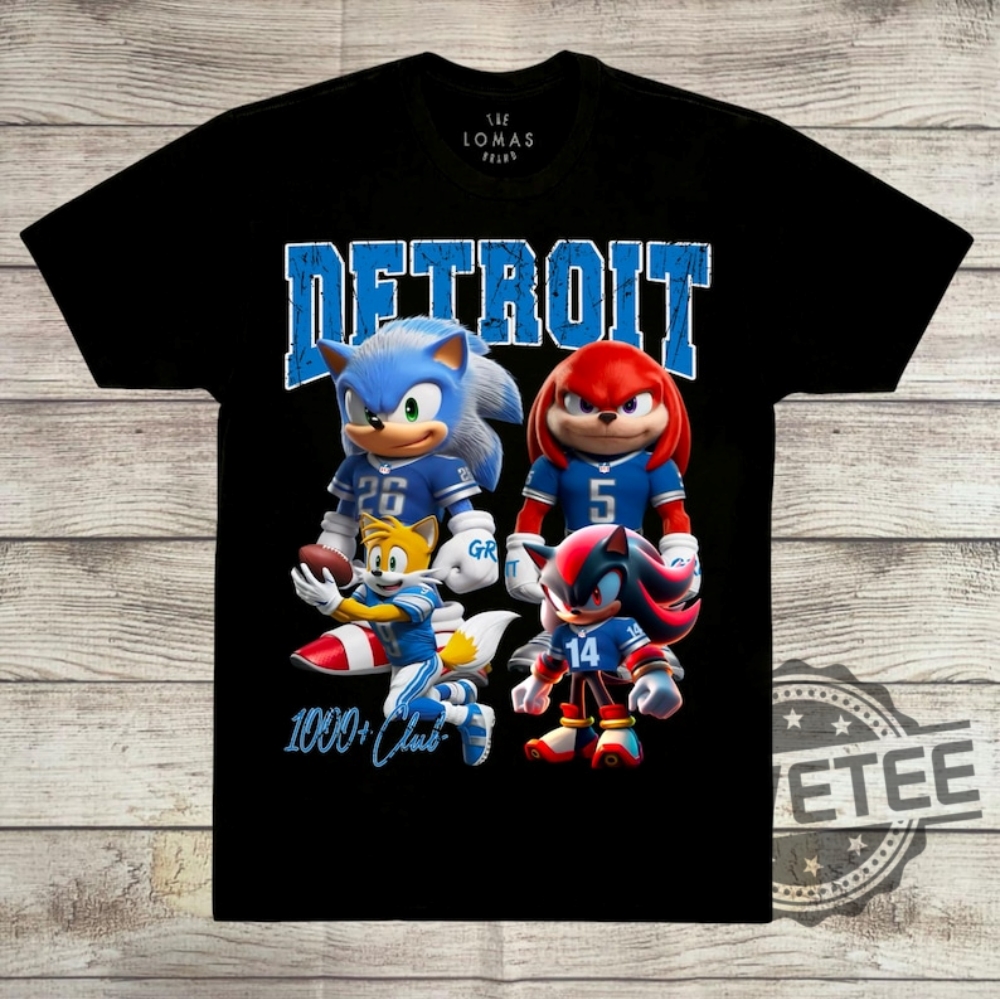 Detroit Lions Sonic Knuckles 1000 Tshirt Hoodie Sweatshirt Amon Ra St Brown Jahmyr Gibbs And David Montgomery Tee Gift Unique revetee 1