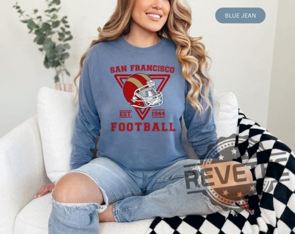 Vintage San Francisco 49Ers Football Shirt Hoodie Sweatshirt Tee Gift For Fan Sf 49Er Crewneck Retro Niners Tshirt San Fran 49 Game Day revetee 1 1