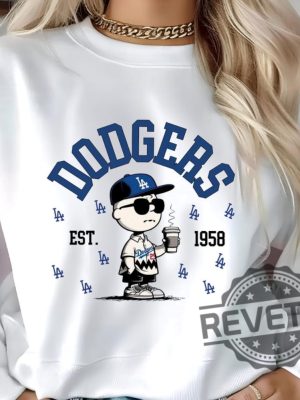 Los Angeles Dodgers 1958 Charlie Brown Sweatshirt Hoodie Tshirt Sweater Dodgers World Series Crewneck Disney Dodgers Tee Nfl Gifts revetee 1 1