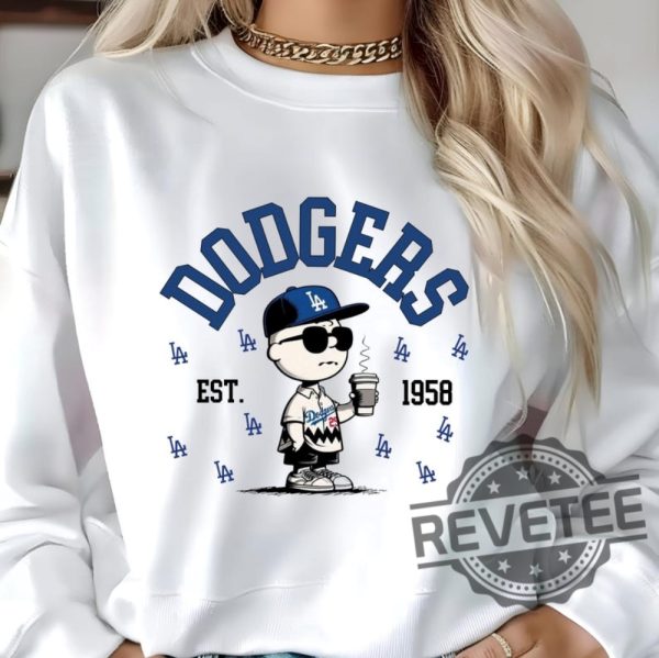 Los Angeles Dodgers 1958 Charlie Brown Sweatshirt Hoodie Tshirt Sweater Dodgers World Series Crewneck Disney Dodgers Tee Nfl Gifts revetee 1 1