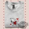 Valentines Day Snoopy Heart Embroidered Sweatshirt Hoodie Tshirt Unique Tee Embroidery Gift For Him Gift For Her revetee 1