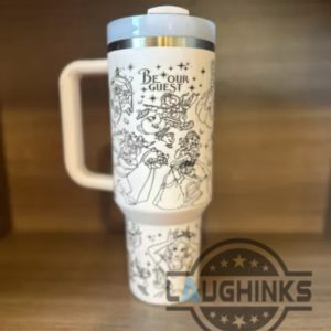 beauty and the beast engraved stanley 40oz tumbler dupe