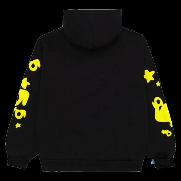 black and yellow sp5der beluga hoodie t shirt sweatshirt sweatpants replica