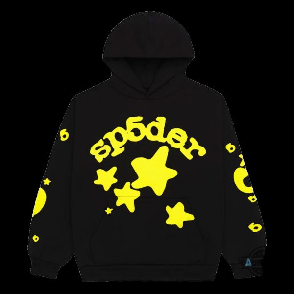 black and yellow sp5der beluga hoodie t shirt sweatshirt sweatpants replica