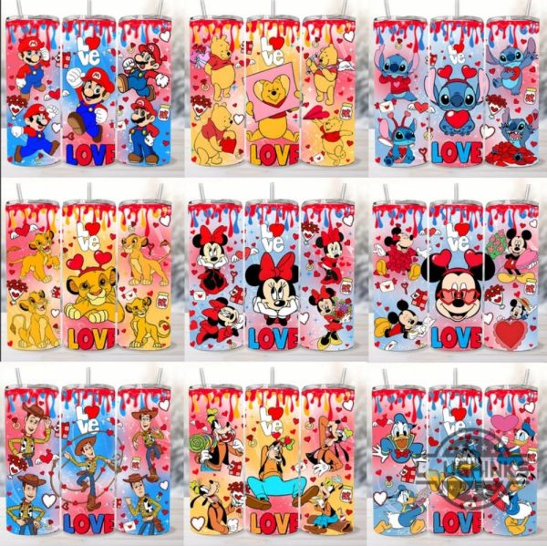 disney valentines couple cartoon 20oz skinny tumbler choose design