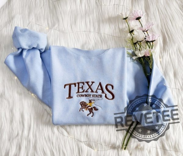 Texas Cowboy State Embroidered Sweatshirt Hoodie Tshirt Tee Gift Women Men Embroidery Hoodies Vintage Western Sweater Unique revetee 1