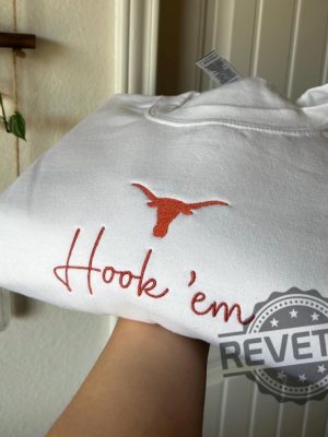 Texas Longhorns Hook Em Texas Embroidered Sweater Tshirt Hoodie Embroidery Crewneck Pullover Hoodies Sweatshirt Unique revetee 1 1