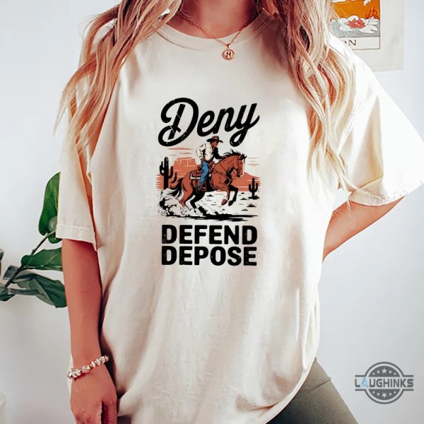 deny defense depose cowboy graphic tee shirt