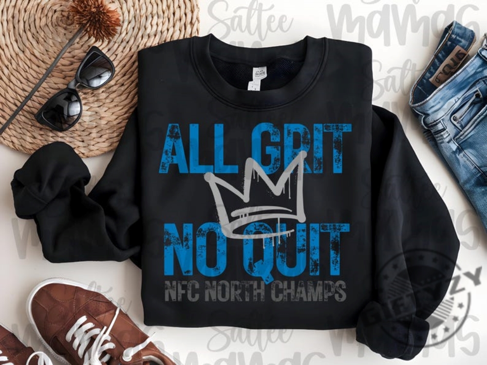 All Grit No Quit North Champs Blue And Grey Detroit Football Shirt