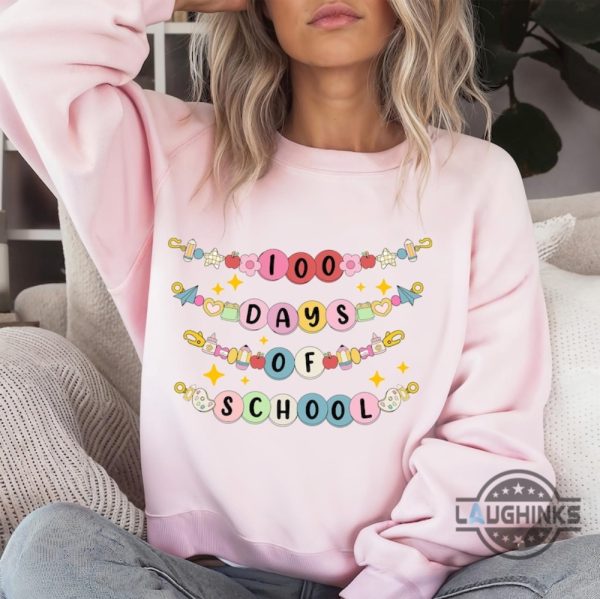 100 days of school bracelet teacher shirt