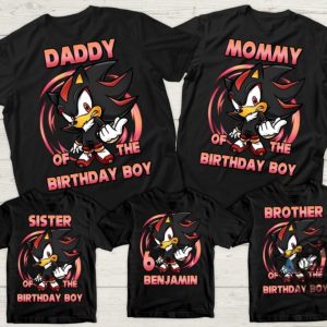 custom sonic shadow the hedgehog birthday shirt for family