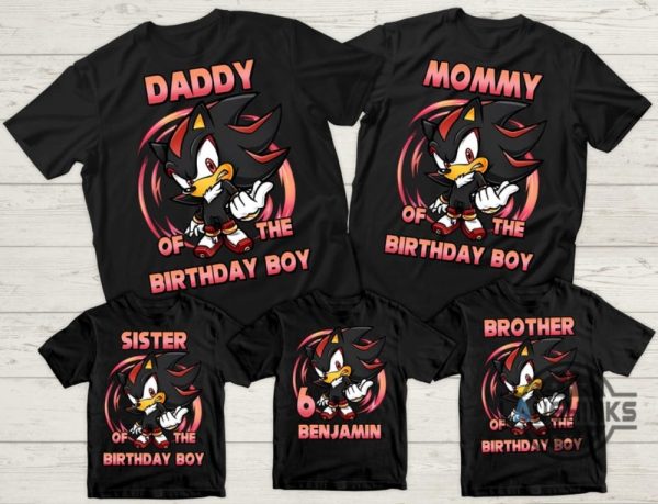 custom sonic shadow the hedgehog birthday shirt for family