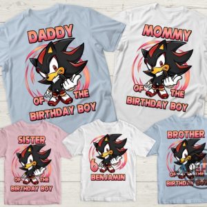 custom sonic shadow the hedgehog birthday shirt for family