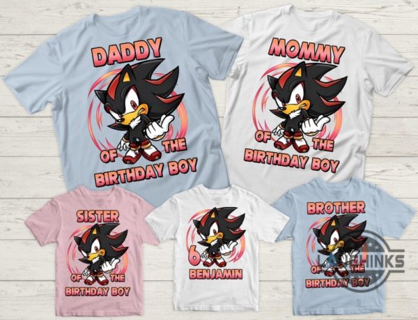 custom sonic shadow the hedgehog birthday shirt for family