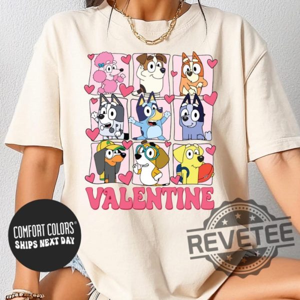 Bluey Dog Era Valentines Day Tshirt Hoodie Sweatshirt Family Valentine Days Tee Gift For Him Her Crewneck Unique revetee 1 1