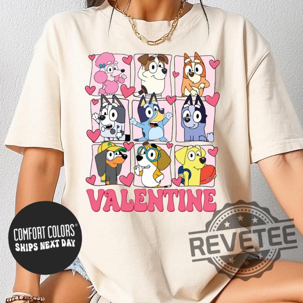 Bluey Dog Era Valentines Day Tshirt Hoodie Sweatshirt Family Valentine Days Tee Gift For Him Her Crewneck Unique