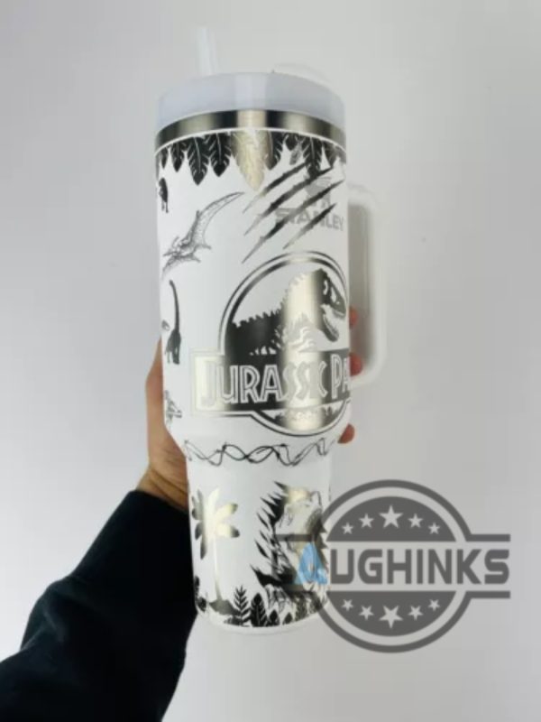 jurassic park engraved stanley 40oz tumbler dupe