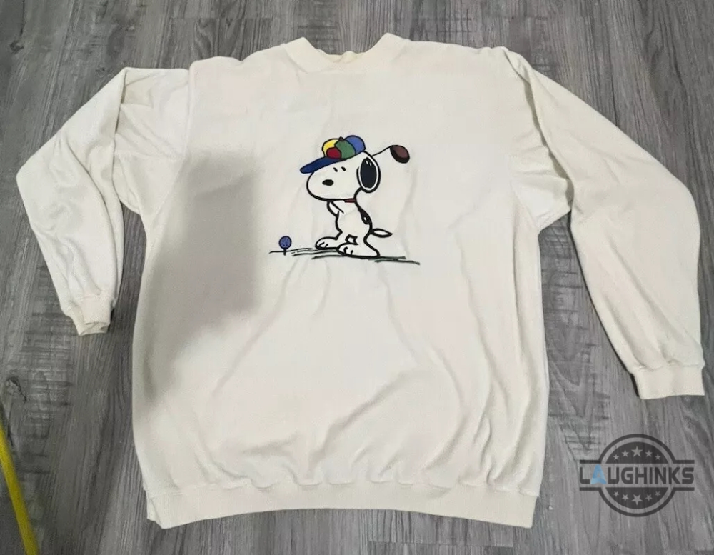 snoopy schulz golf charlie brown embroidered sweatshirt t shirt hoodie