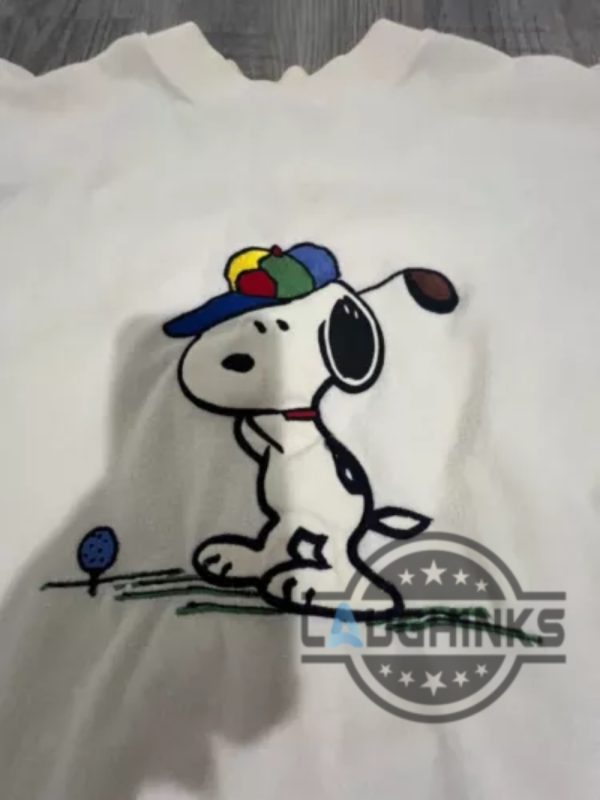 snoopy schulz golf charlie brown embroidered sweatshirt t shirt hoodie