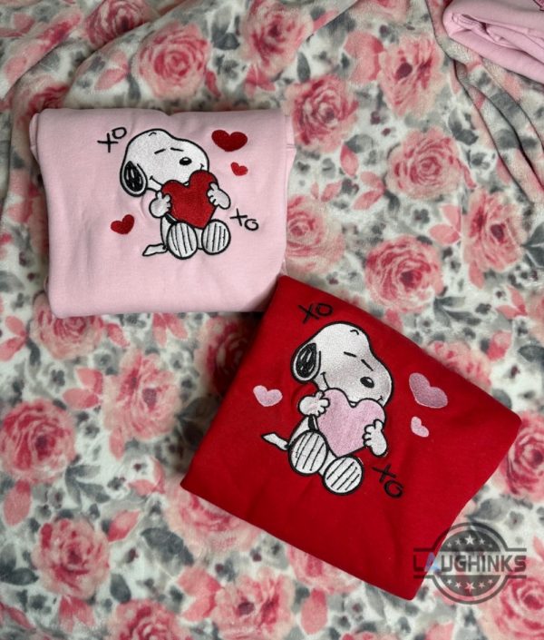 xo valentines day snoopy embroidered sweatshirt t shirt hoodie