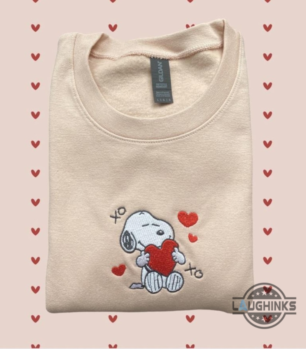 Valentines Day Snoopy Embroidered Shirt Valentines Day Gift