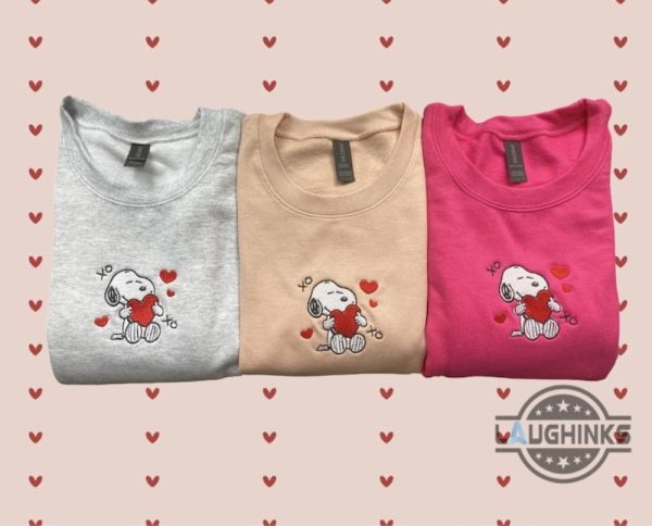 valentines day snoopy embroidered shirt valentines day gift