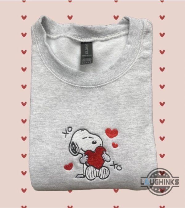 valentines day snoopy embroidered shirt valentines day gift