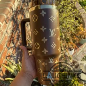 brown louis vuitton 40oz stanley engraved tumbler dupe