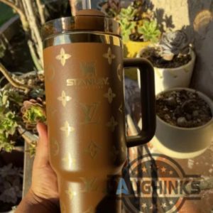 brown louis vuitton 40oz stanley engraved tumbler dupe