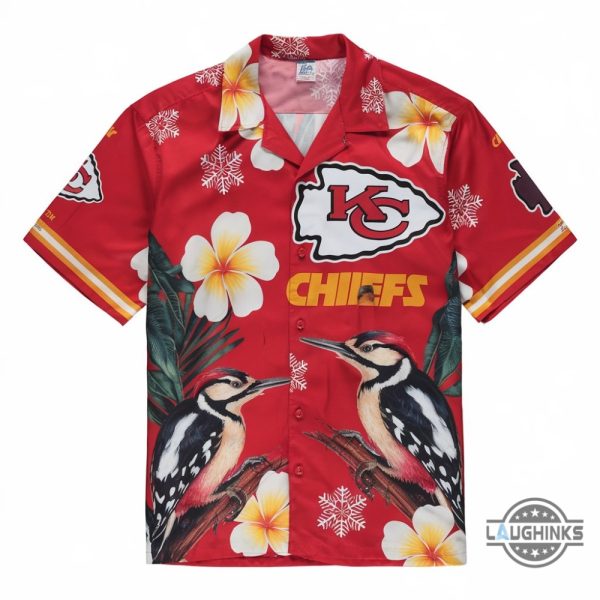 kansas city chiefs woodpeckers aloha shirt