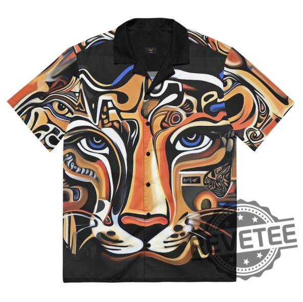 Tiger Art Button Up Shirt Aloha Hawaiian Shirts Gift For Mens Womens Unique revetee 1
