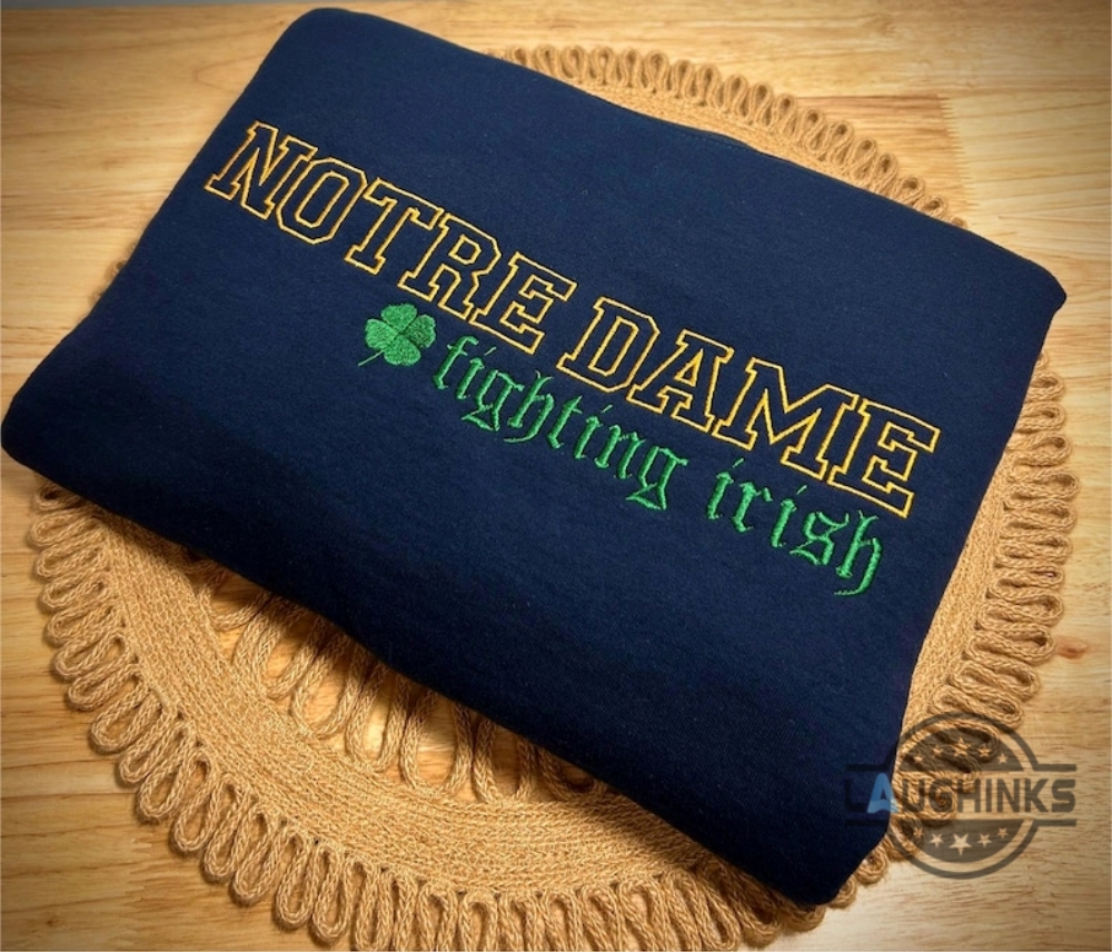 notre dame fighting irish embroidered shirt