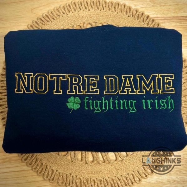 notre dame fighting irish embroidered shirt