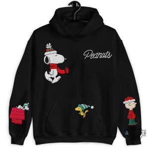 peanuts christmas snoopy woodstock embroidered shirt