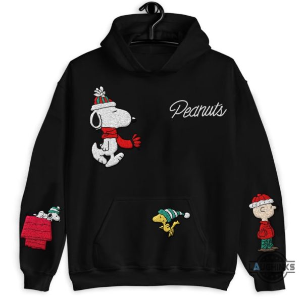 peanuts christmas snoopy woodstock embroidered shirt