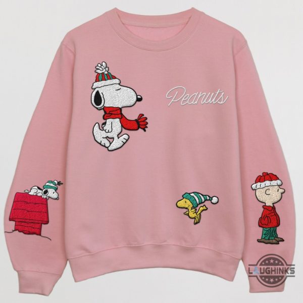 peanuts christmas snoopy woodstock embroidered shirt