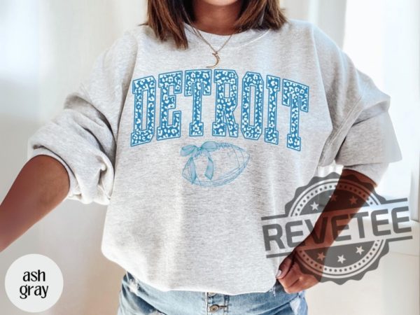 Detroit Lions Coquette Leopard Hoodie Tshirt Sweatshirt Tee Gift For Fan Mens Womens Game Day Sweater Pullover Unique revetee 1