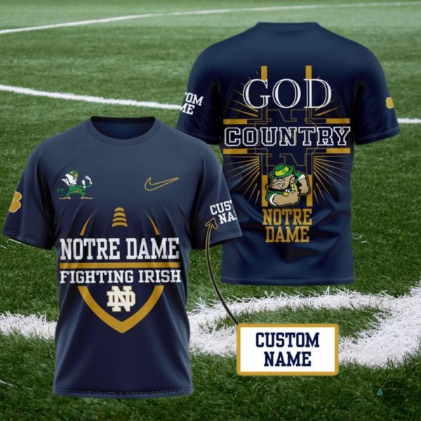 nike custom name notre dame god country shirt 2025