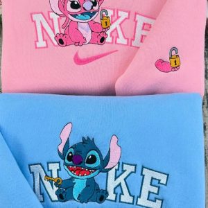 stitch and angel valentines day nike embroidered sweatshirt t shirt hoodie