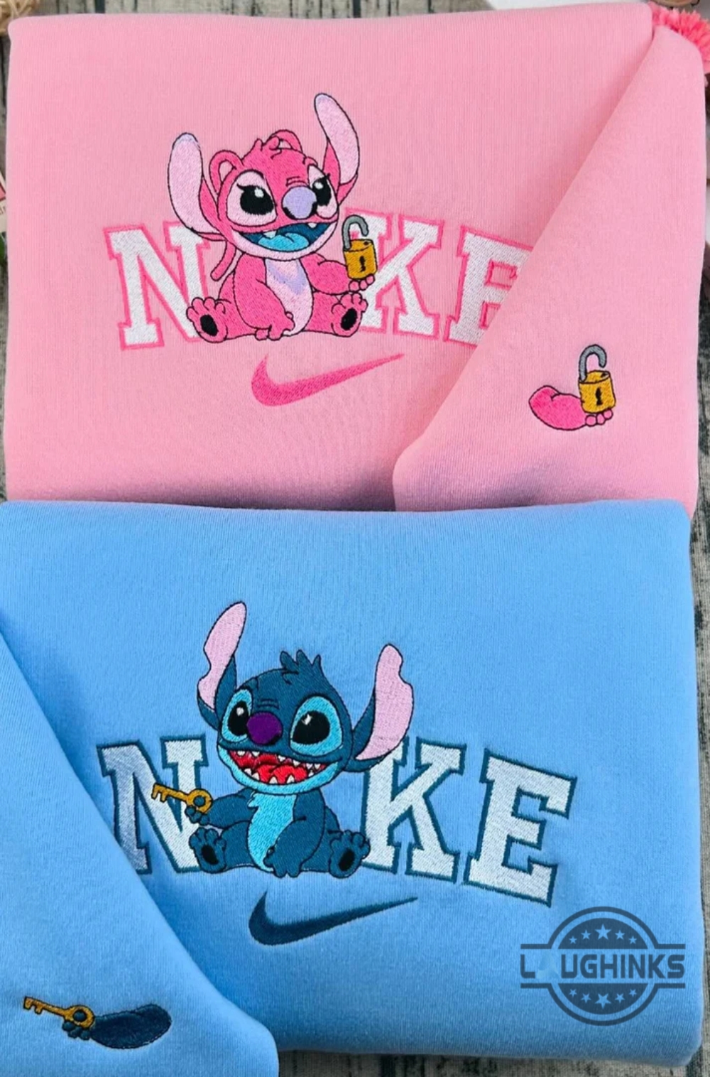 Stitch And Angel Valentines Day Nike Embroidered Sweatshirt T Shirt Hoodie