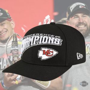 new era kansas city chiefs 2024 afc champions locker room 9seventy embroidered hat reprinted laughinks 1