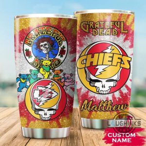 custom name kansas city chiefs grateful dead tumbler