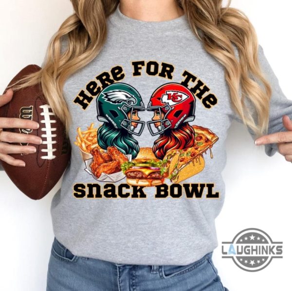 super bowl 2025 kansas city vs philadelphia eagles here for the snacks bow shirt laughinks 1