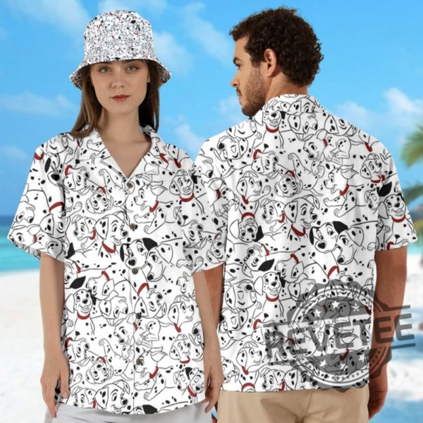 101 Dalmatians Hawaiian Shirt Button Up Aloha Shirt Funny 3D All Over Print Shirts Hoodie Sweatshirt Pullover Unique revetee 1