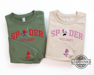 personalized spiderman and spider woman embroidered sweatshirt for couples