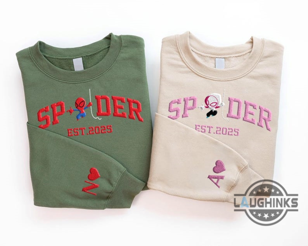 Personalized Spiderman And Spider Woman Embroidered Sweatshirt For Couples