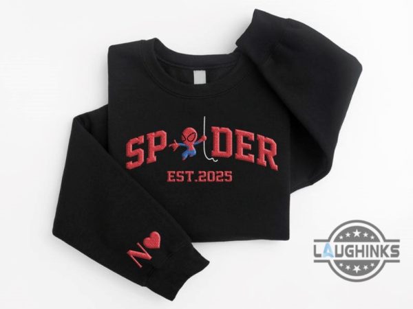 personalized spiderman and spider woman embroidered sweatshirt for couples