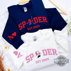 personalized spiderman and spider woman embroidered sweatshirt for couples